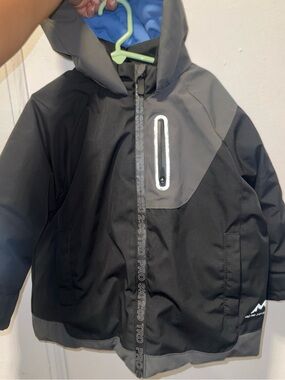 Zara Black and Gray Hooded Puffer Jacket with Blue Lining